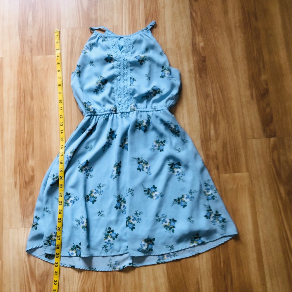 miami Light Blue Floral Halter Sundress